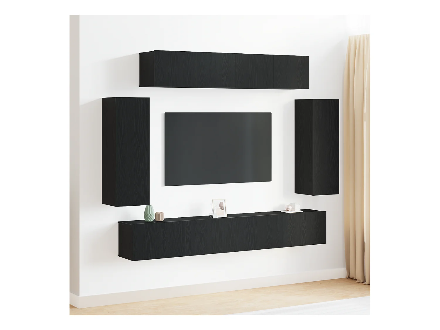 Ensemble de meuble TV | Banc TV | Armoire TV 6 pièces - Aspect bois ancien en bois reconstitué