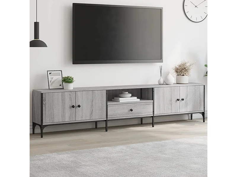 Mueble de TV | Mueble de salón cajón madera ingeniería gris Sonoma 200x25x44 cm
