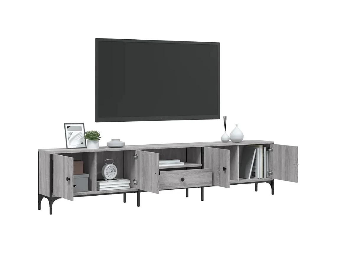 Mueble de TV | Mueble de salón cajón madera ingeniería gris Sonoma 200x25x44 cm