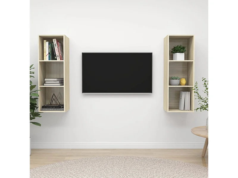 Meubles TV | Bancs TV | Armoires TV muraux 2 pcs Chêne sonoma Bois d'ingénierie