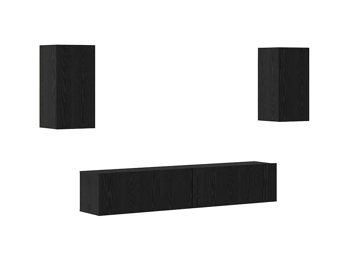 Conjunto de Mueble de TV | Mueble de salón 4 pcs Roble negro 80 x 30 x 30 cm