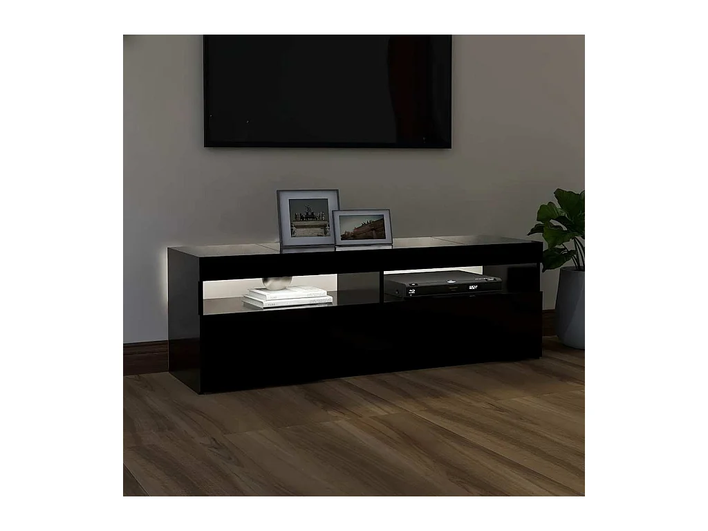 Mueble de TV | Mueble de salón con luces LED negro 120x35x40 cm