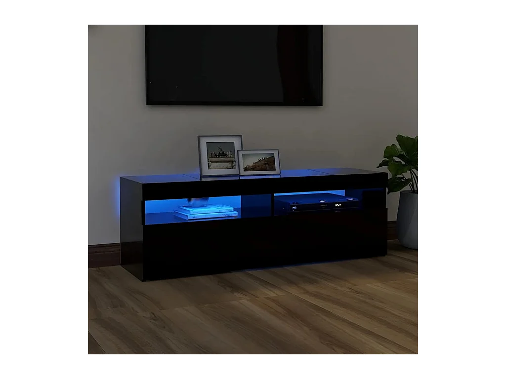 Meuble TV | Banc TV | Armoire TV avec lumières LED noir 120x35x40 cm