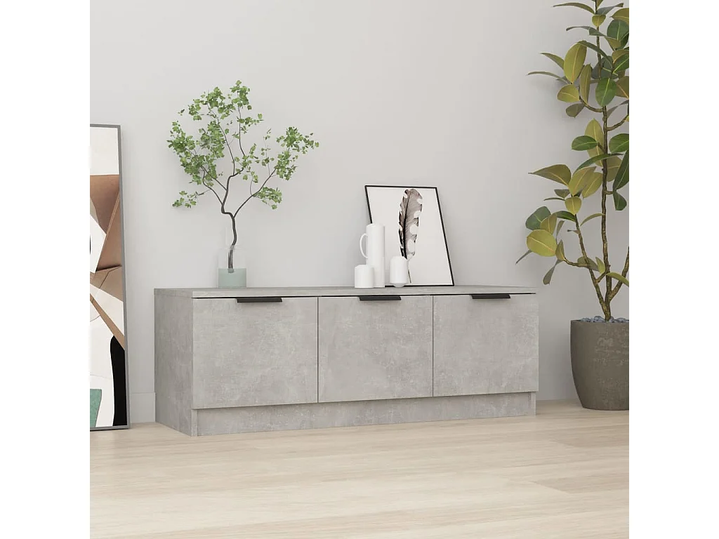 Meuble TV | Banc TV | Armoire TV Gris béton 102x35x36,5 cm Bois d'ingénierie