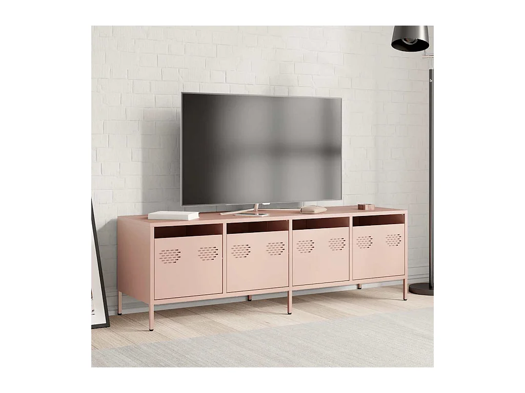 Mueble para TV  | Gabinete de TV |  Mueble de salón acero laminado en frío rosa 135x39x43,5 cm
