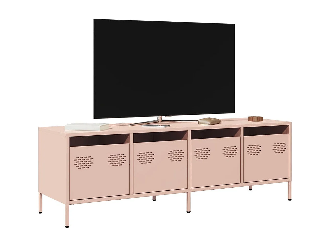 Meuble TV | Banc TV | Armoire TV rose 135x39x43,5 cm acier laminé à froid