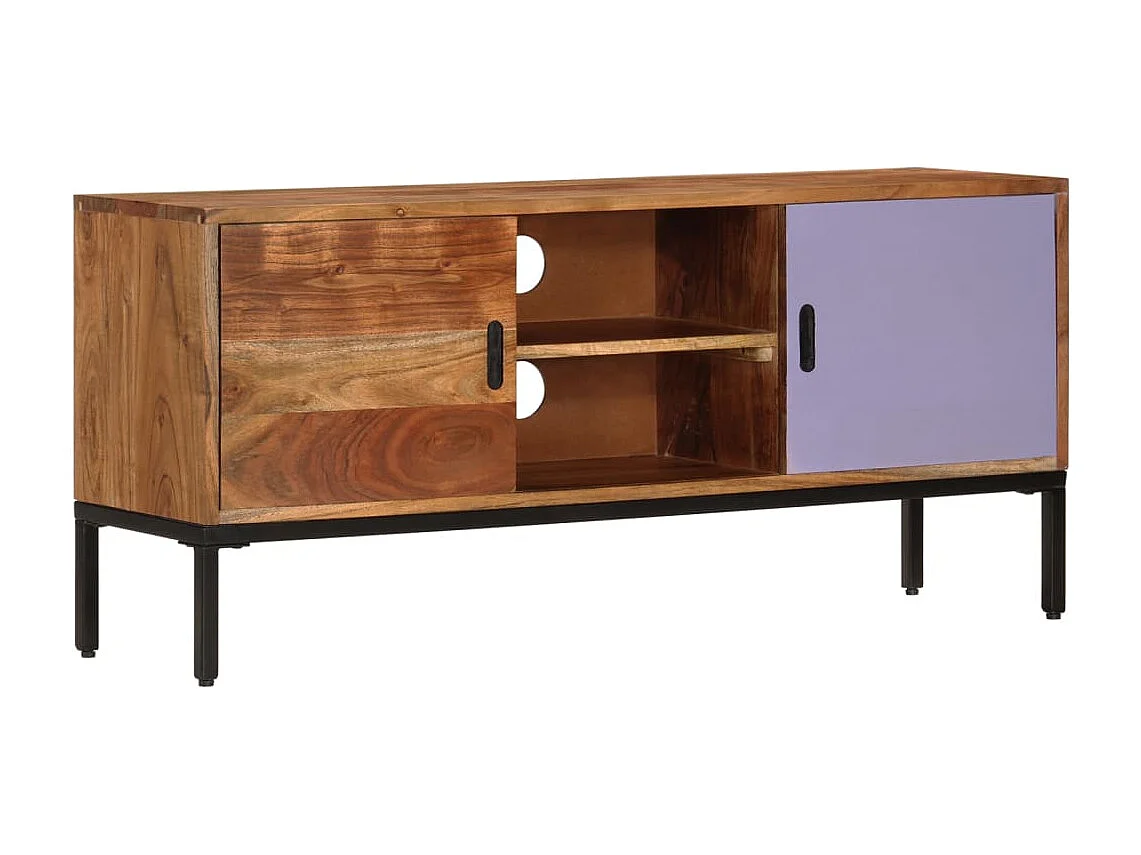 Meuble TV | Banc TV | Armoire TV Marron miel et gris 110x30x50 cm Bois massif d'acacia