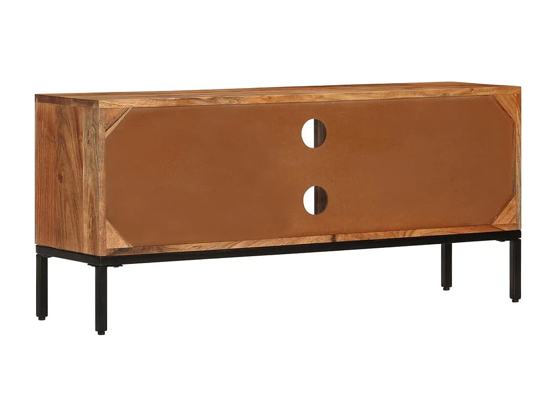 Meuble TV | Banc TV | Armoire TV Marron miel et gris 110x30x50 cm Bois massif d'acacia