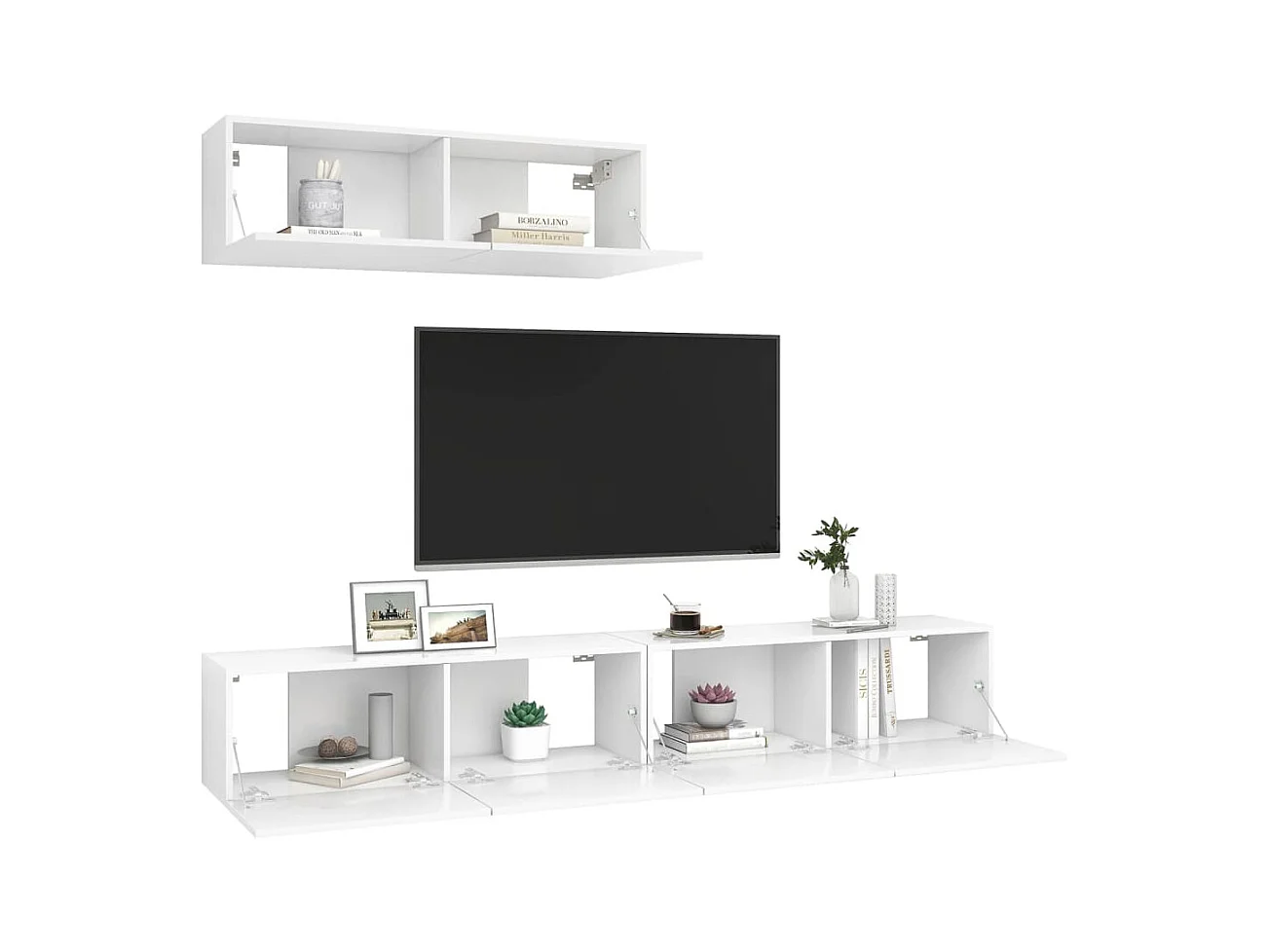 Set de muebles de salón TV | Gabinetes de TV |  Muebles de TV 3 piezas madera de ingeniería blanco