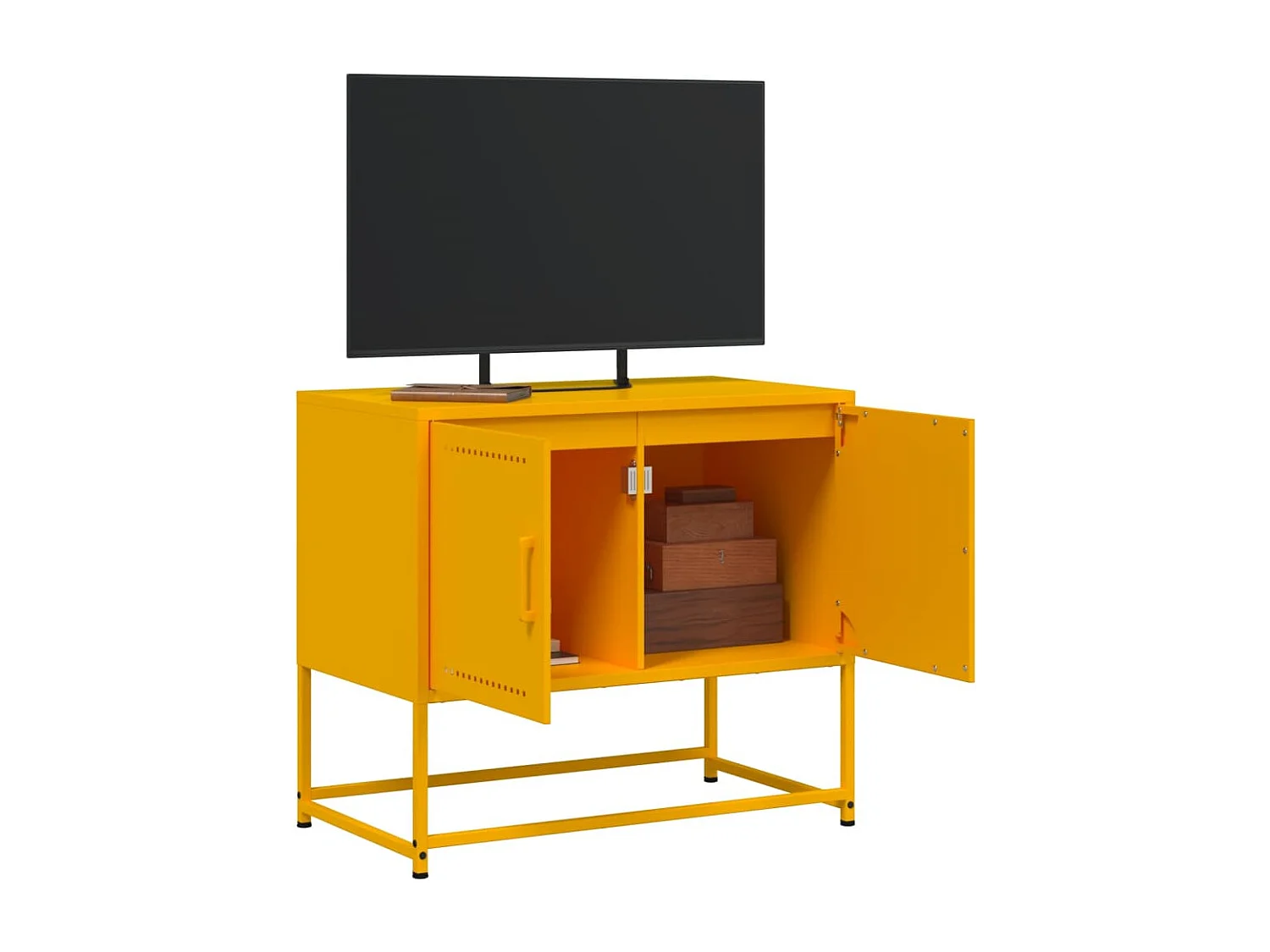 Tv-meubel | Tv-Bank | TV-kast68,5x39x60,5 cm staal mosterdgeel