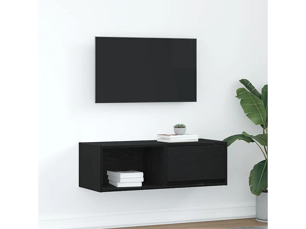 Tv-meubel | Tv-Bank | TV-kast80x31x25,5 cm spaanplaat zwart eikenkleurig
