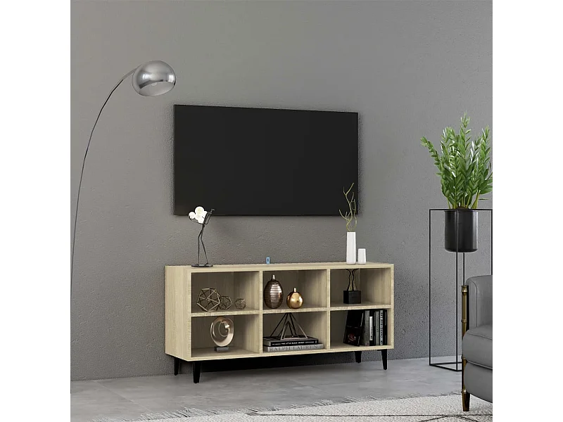 Mueble de TV | Mueble de salón con patas metal color roble Sonoma 103,5x30x50 cm