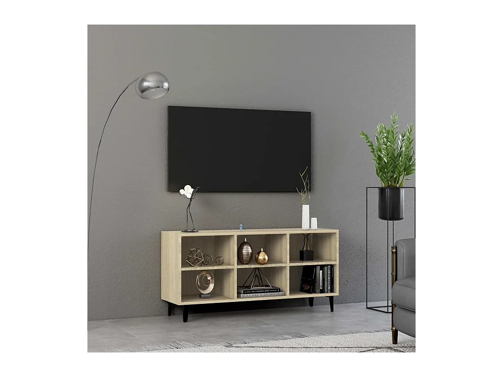 Mueble de TV | Mueble de salón con patas metal color roble Sonoma 103,5x30x50 cm