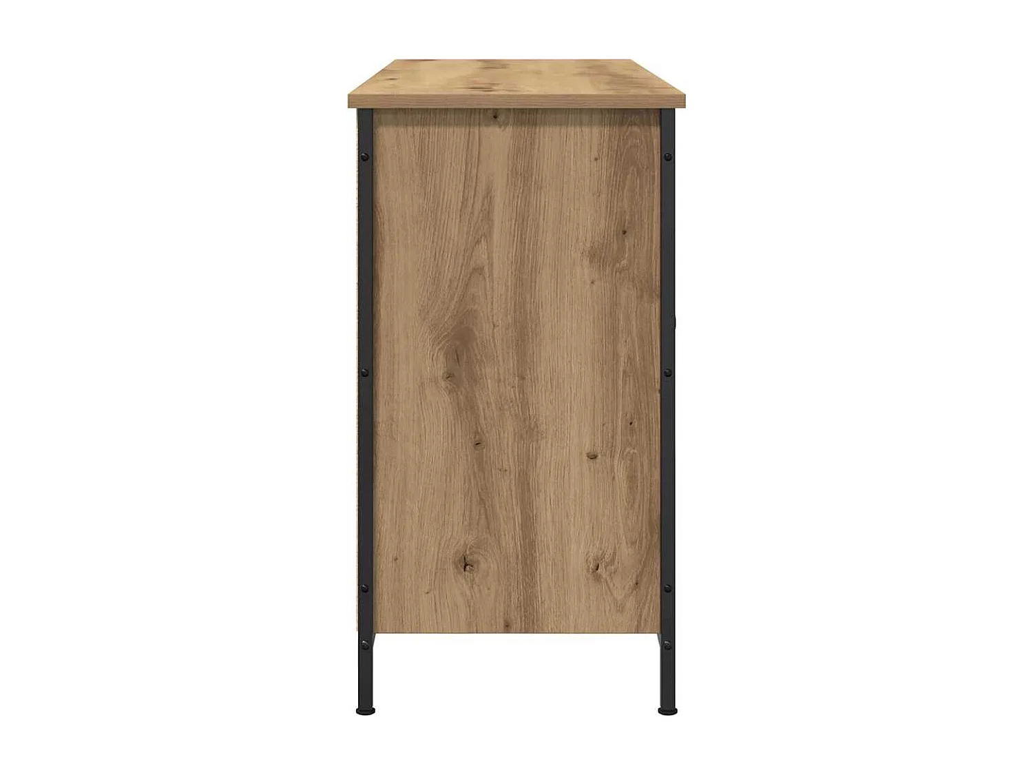 Meuble TV | Banc TV | Armoire TV Noir Chêne 101x35x65 cm Bois reconstitué et Acier