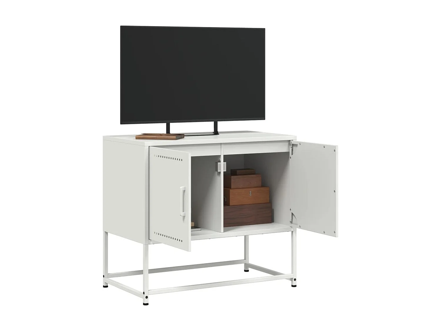 Meuble TV | Banc TV | Armoire TV blanc 68,5x39x60,5 cm acier