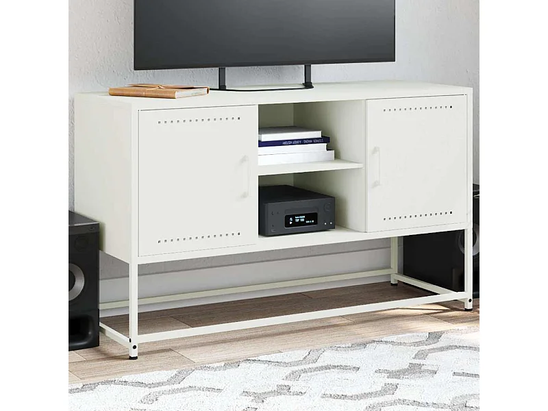 Mueble para TV  | Gabinete de TV |  Mueble de salón de acero blanco 100,5x39x60,5 cm
