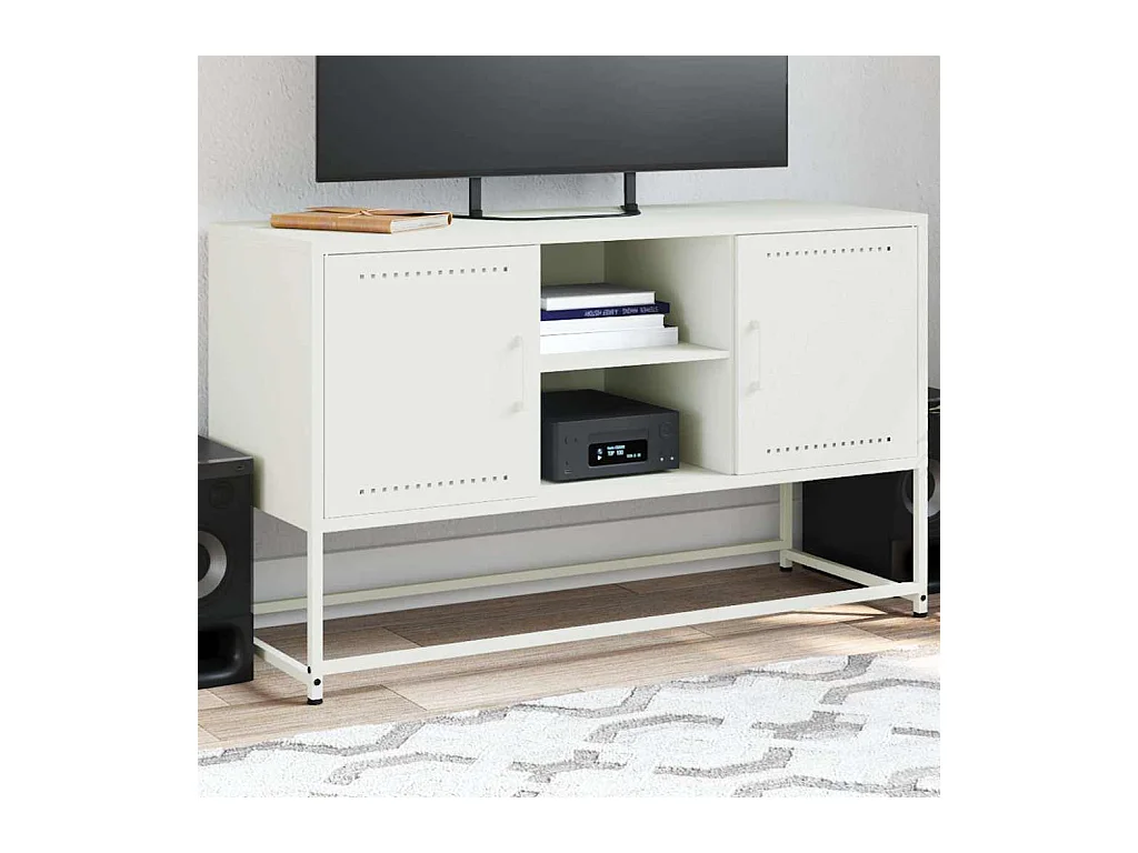 Mueble para TV  | Gabinete de TV |  Mueble de salón de acero blanco 100,5x39x60,5 cm