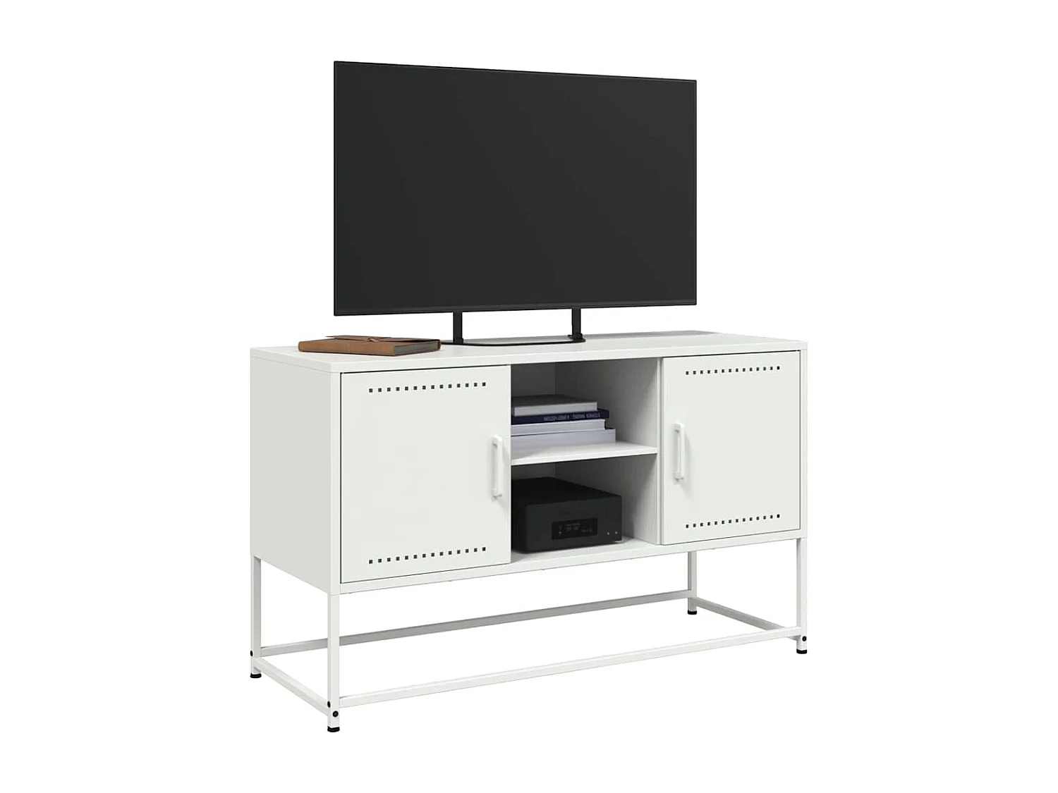 Meuble TV | Banc TV | Armoire TV blanc 100,5x39x60,5 cm acier