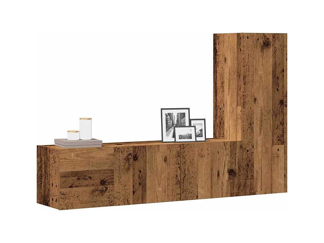 Tv-wandkasten | Tv-meubels | Tv-Banken 3 st bewerkt hout oud houtkleurig