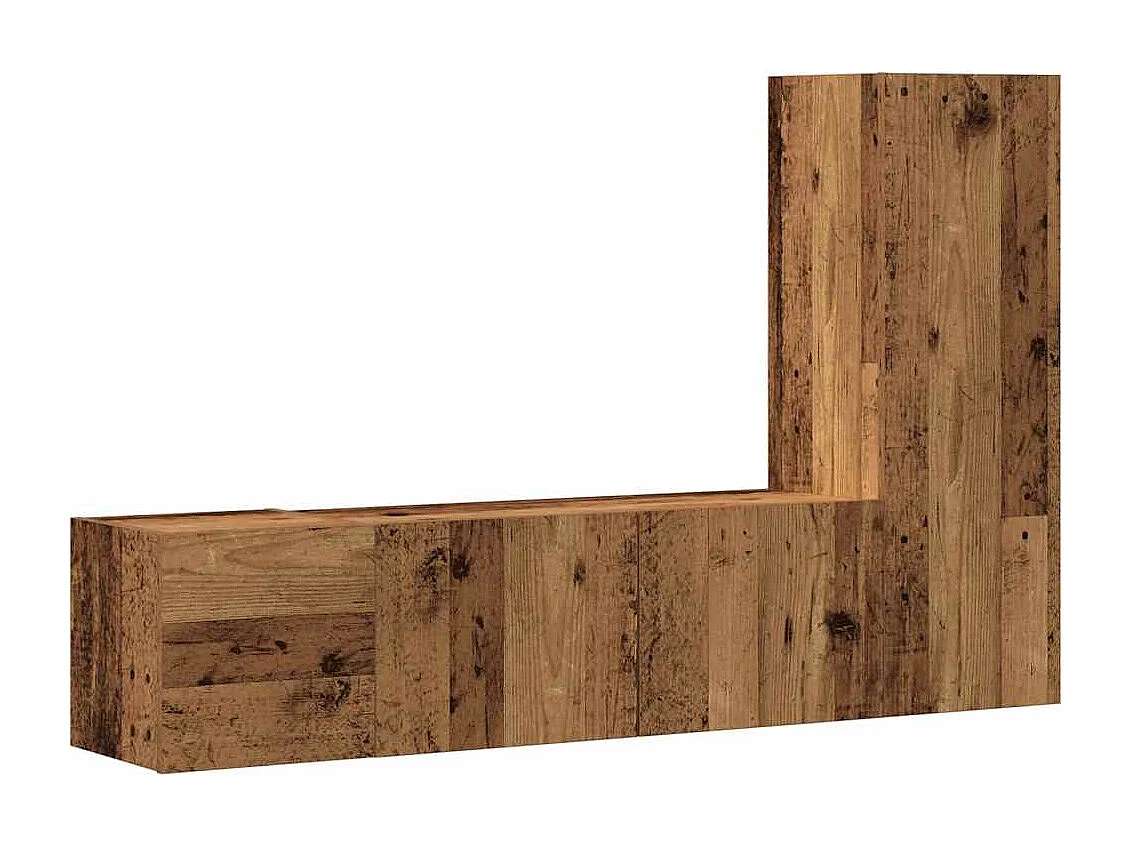 Tv-wandkasten | Tv-meubels | Tv-Banken 3 st bewerkt hout oud houtkleurig