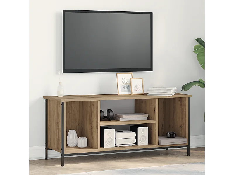 Tv-meubel | Tv-Bank | TV-kastEiken Geengineerd hout, Metaal 102 x 35 x 45 cm