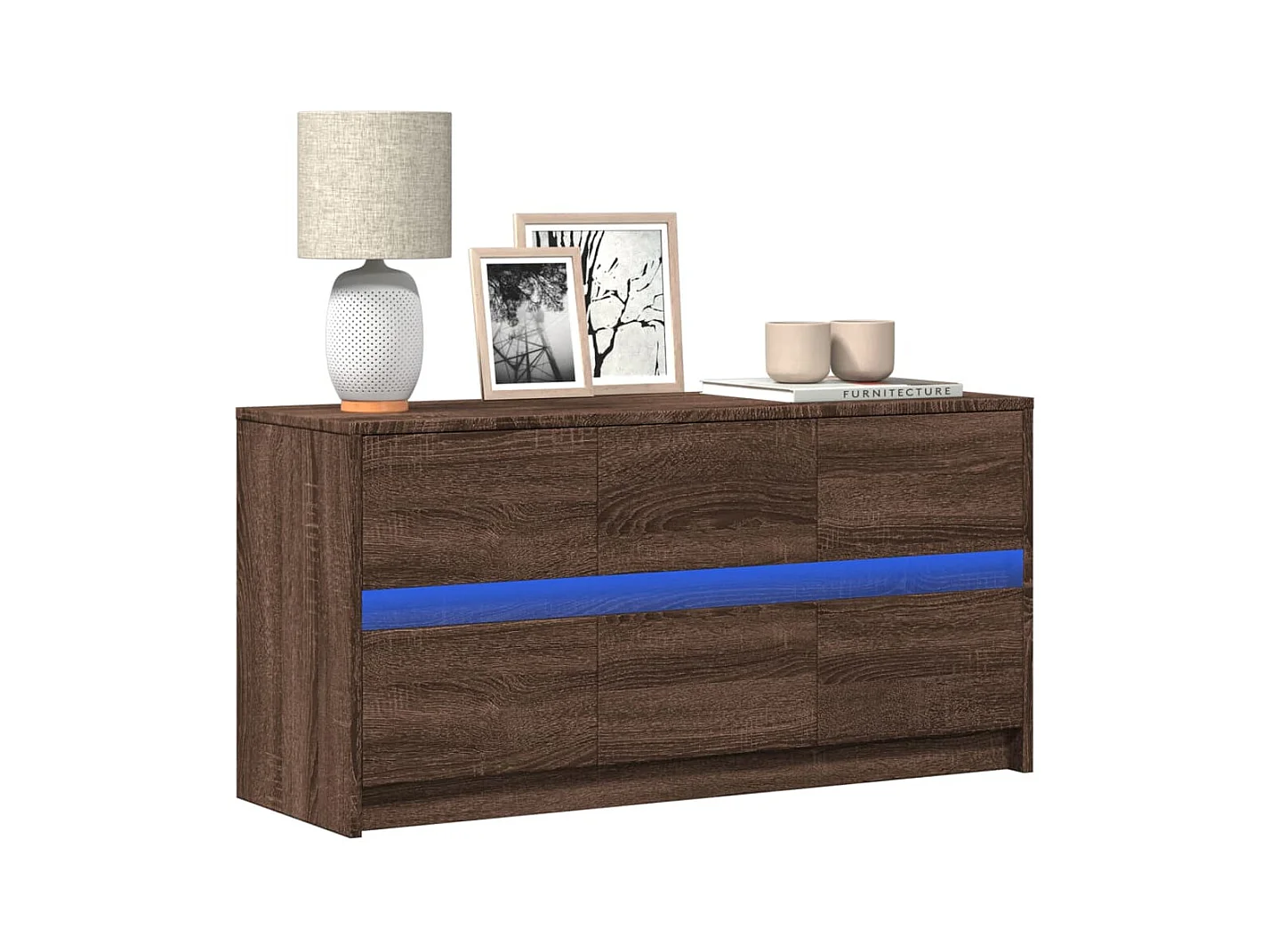 Mueble de TV | Mueble de salón LED madera ingeniería marrón roble 100x34x50 cm