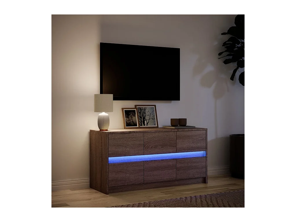Mueble de TV | Mueble de salón LED madera ingeniería marrón roble 100x34x50 cm
