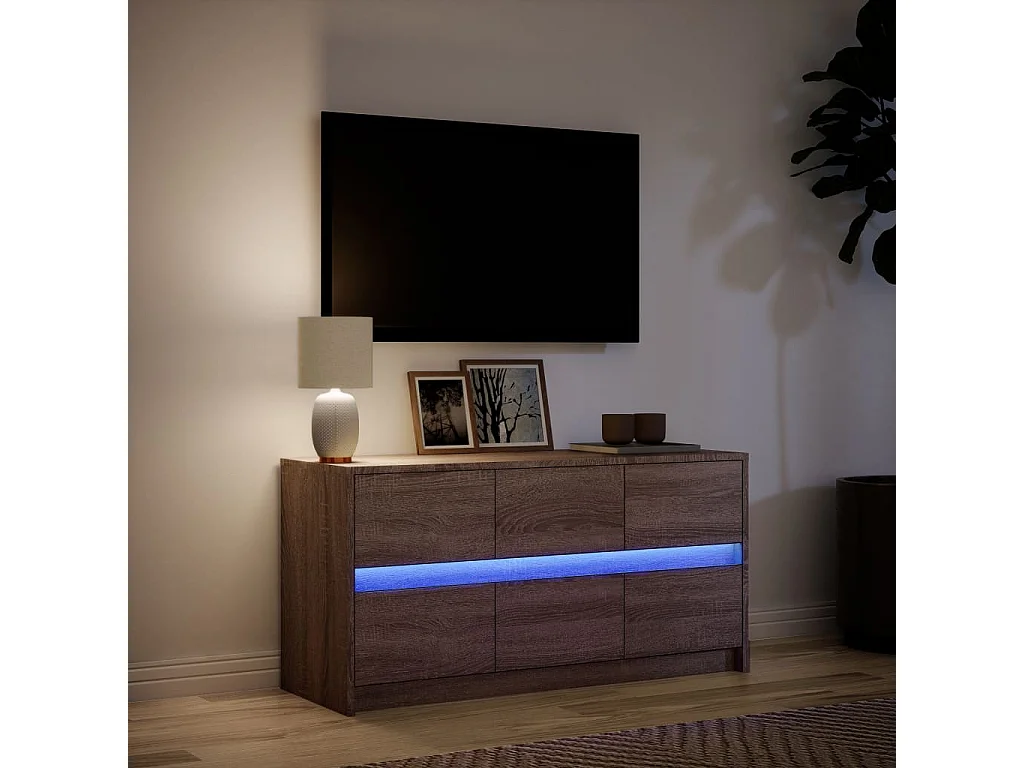 Meuble TV | Banc TV | Armoire TV avec LED chêne marron 100x34x50 cm bois d'ingénierie