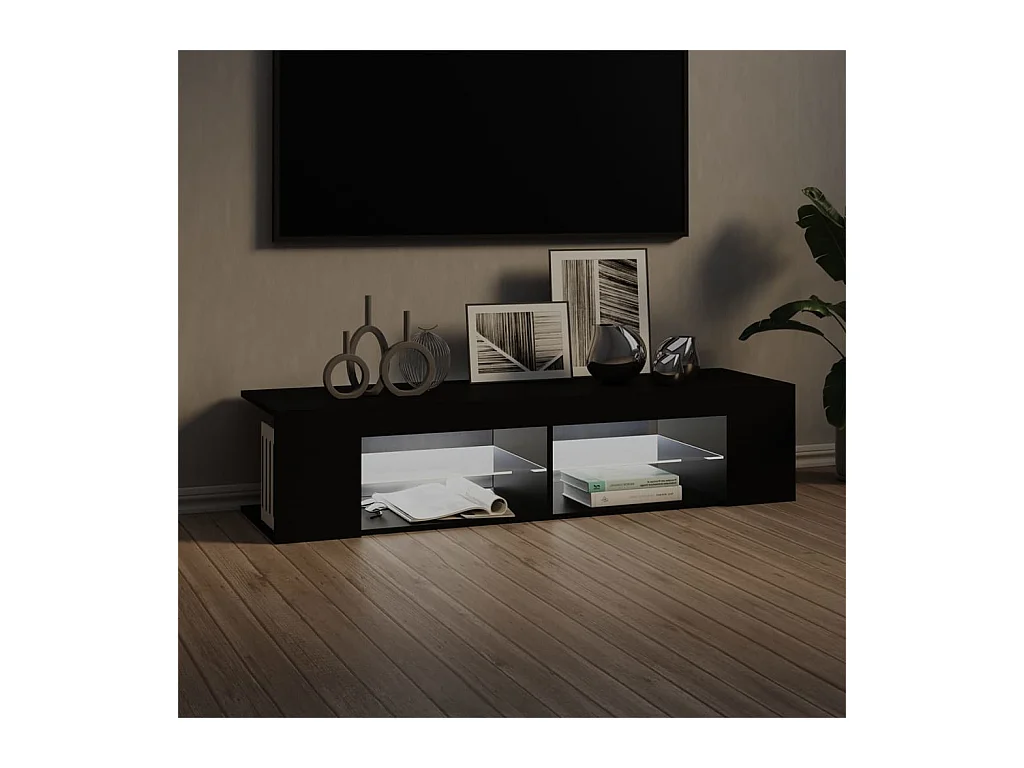 Mueble de TV | Mueble de salón con luces LED negro 135x39x30 cm