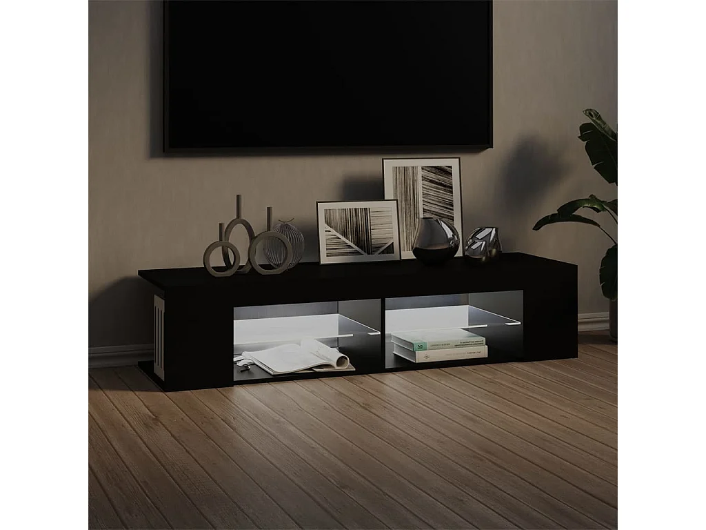 Meuble TV | Banc TV | Armoire TV avec lumières LED noir 135x39x30 cm