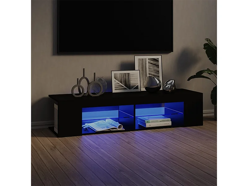 Meuble TV | Banc TV | Armoire TV avec lumières LED noir 135x39x30 cm