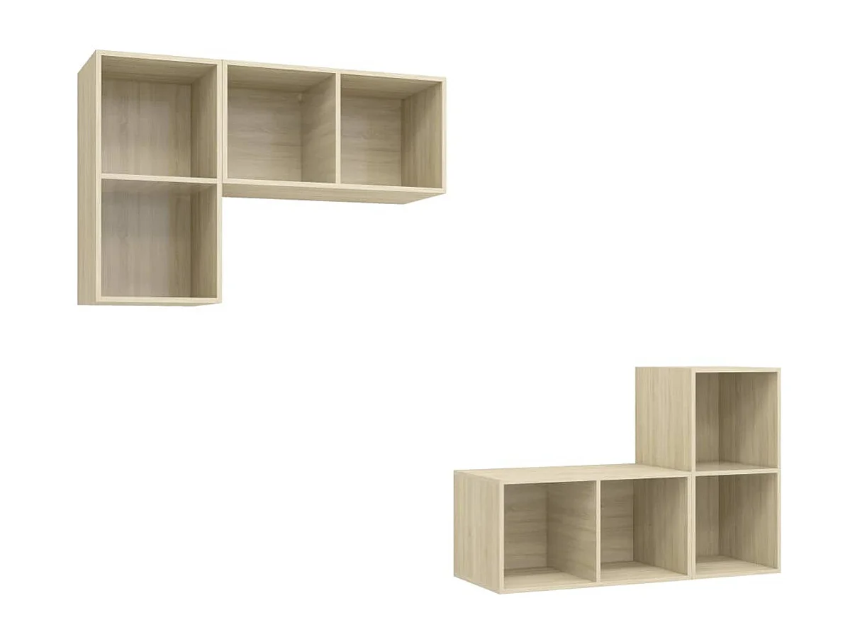 Muebles de salón | Gabinetes de TV |  Muebles de TV de pared 4 pzas madera ingeniería roble Sonoma