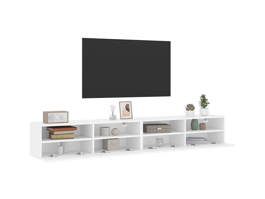 Muebles de pared TV | Gabinetes de TV |  Muebles de salón 2 uds madera ingeniería blanco 100x30x30 cm