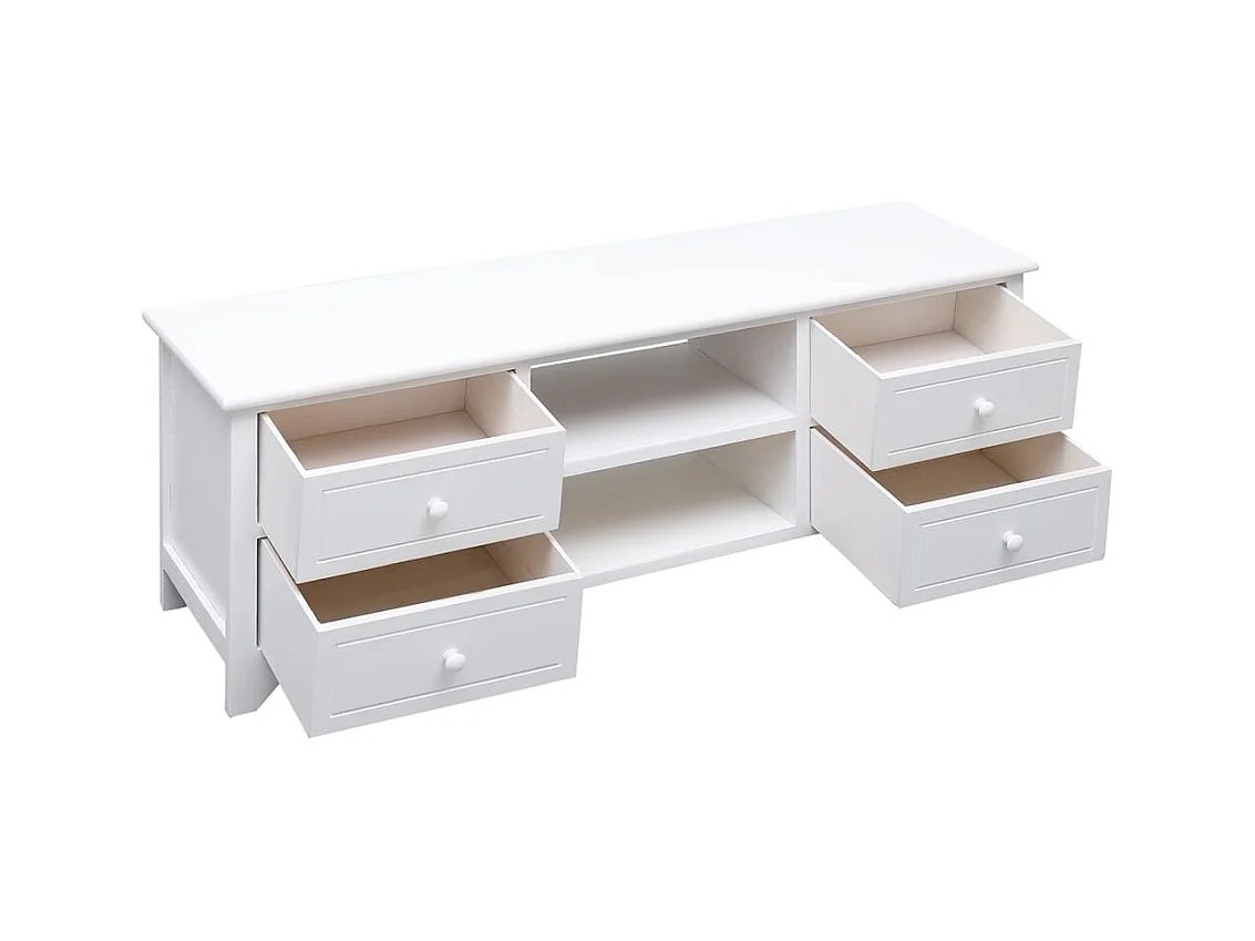 Mueble para TV  | Gabinete de TV |  Mueble de salón madera maciza de paulownia blanco 108x30x40 cm