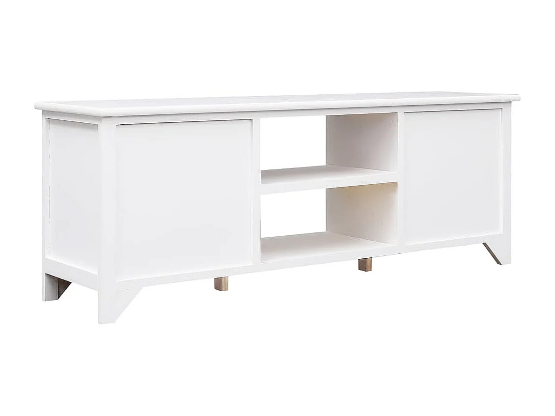 Meuble TV | Banc TV | Armoire TV Blanc 108x30x40 cm Bois de Paulownia solide