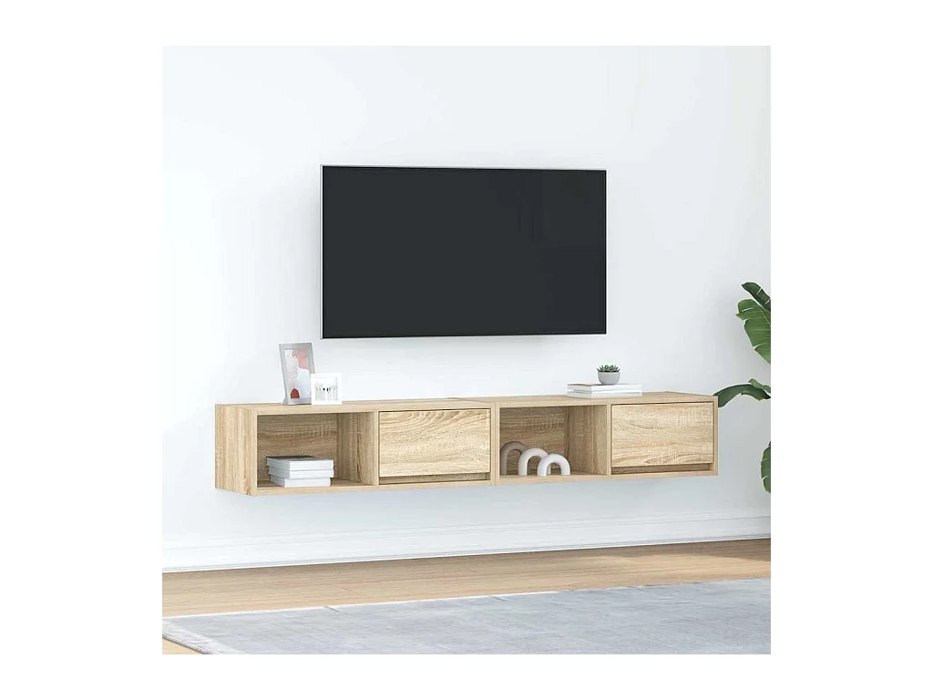 Muebles de TV | Gabinetes de TV |  Muebles de salón 2 uds Roble Sonoma 80x31x25,5cm Madera ingeniería