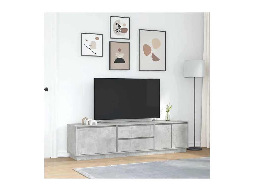 Mobile Porta TV | Armadietto TV con Luci LED Grigio Cemento 193,5x41x50 cm