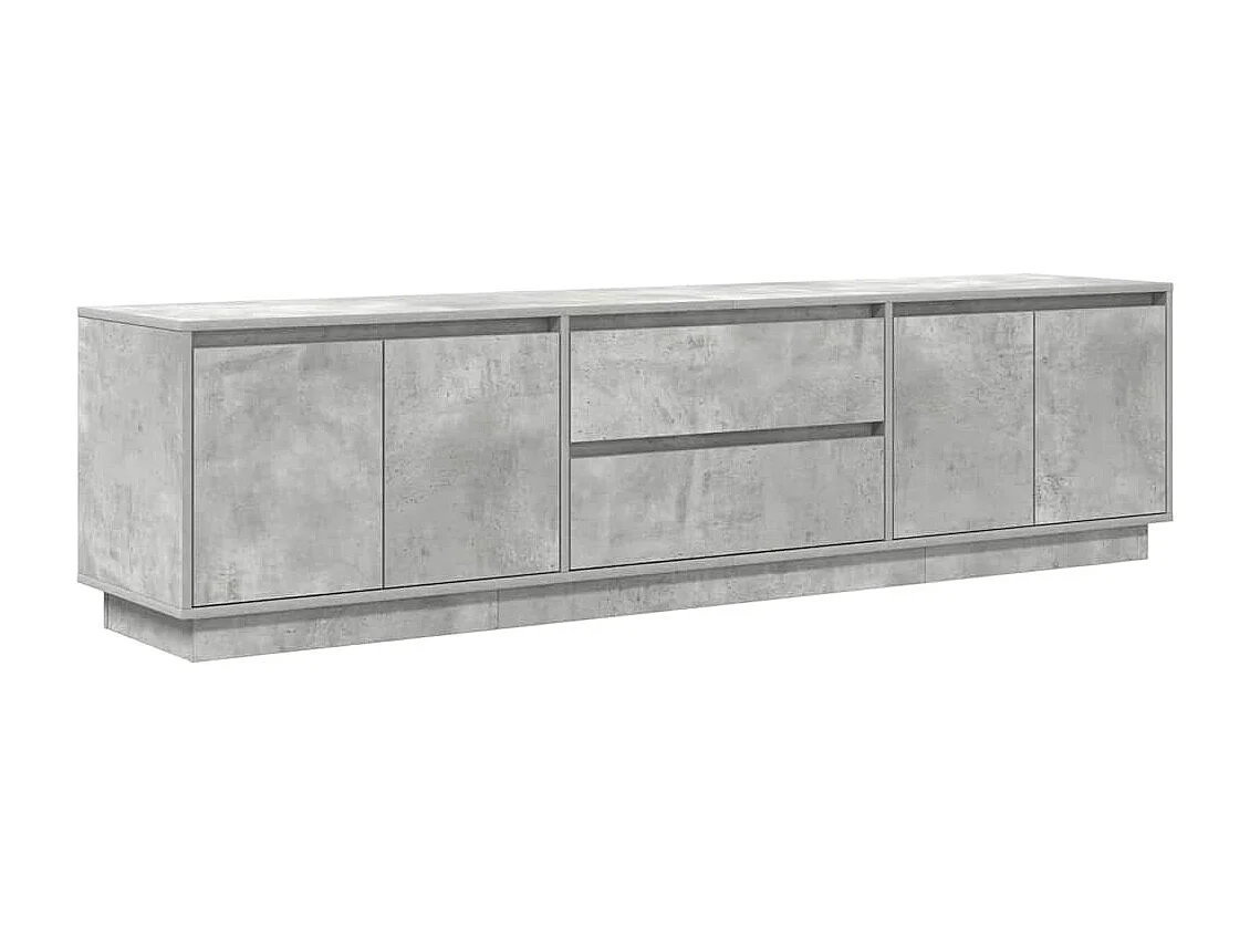 Meuble TV | Banc TV | Armoire TV avec lumières LED gris béton 193,5x41x50 cm