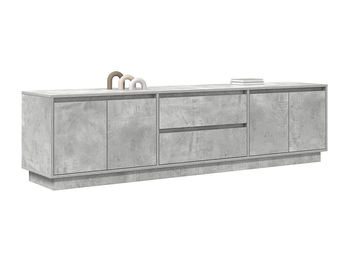 Meuble TV | Banc TV | Armoire TV avec lumières LED gris béton 193,5x41x50 cm