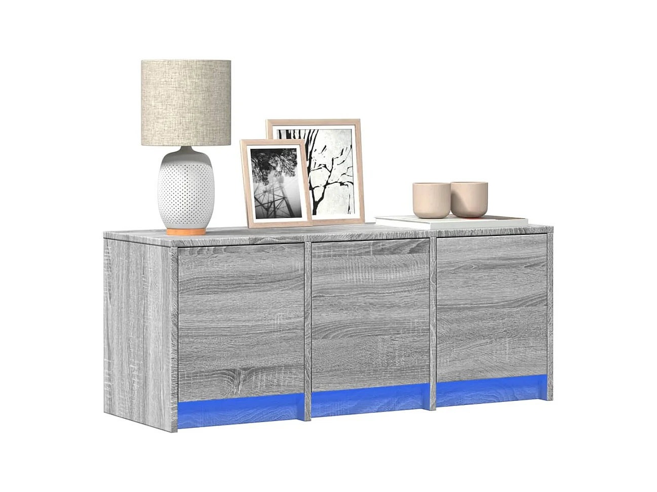 Tv-meubel | Tv-Bank | TV-kastmet LED 97x34x40 cm bewerkt hout grijs sonoma eiken