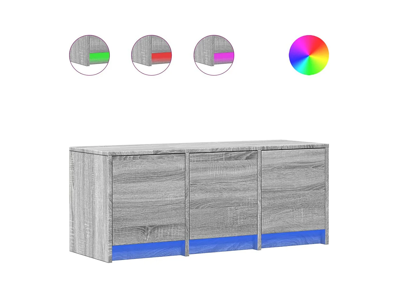 Tv-meubel | Tv-Bank | TV-kastmet LED 97x34x40 cm bewerkt hout grijs sonoma eiken