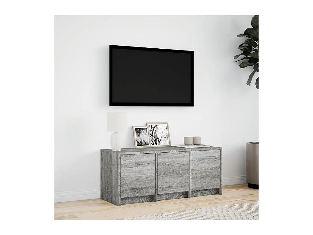 Tv-meubel | Tv-Bank | TV-kastmet LED 97x34x40 cm bewerkt hout grijs sonoma eiken