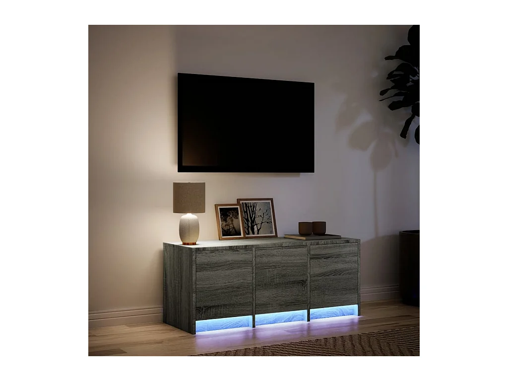 Tv-meubel | Tv-Bank | TV-kastmet LED 97x34x40 cm bewerkt hout grijs sonoma eiken