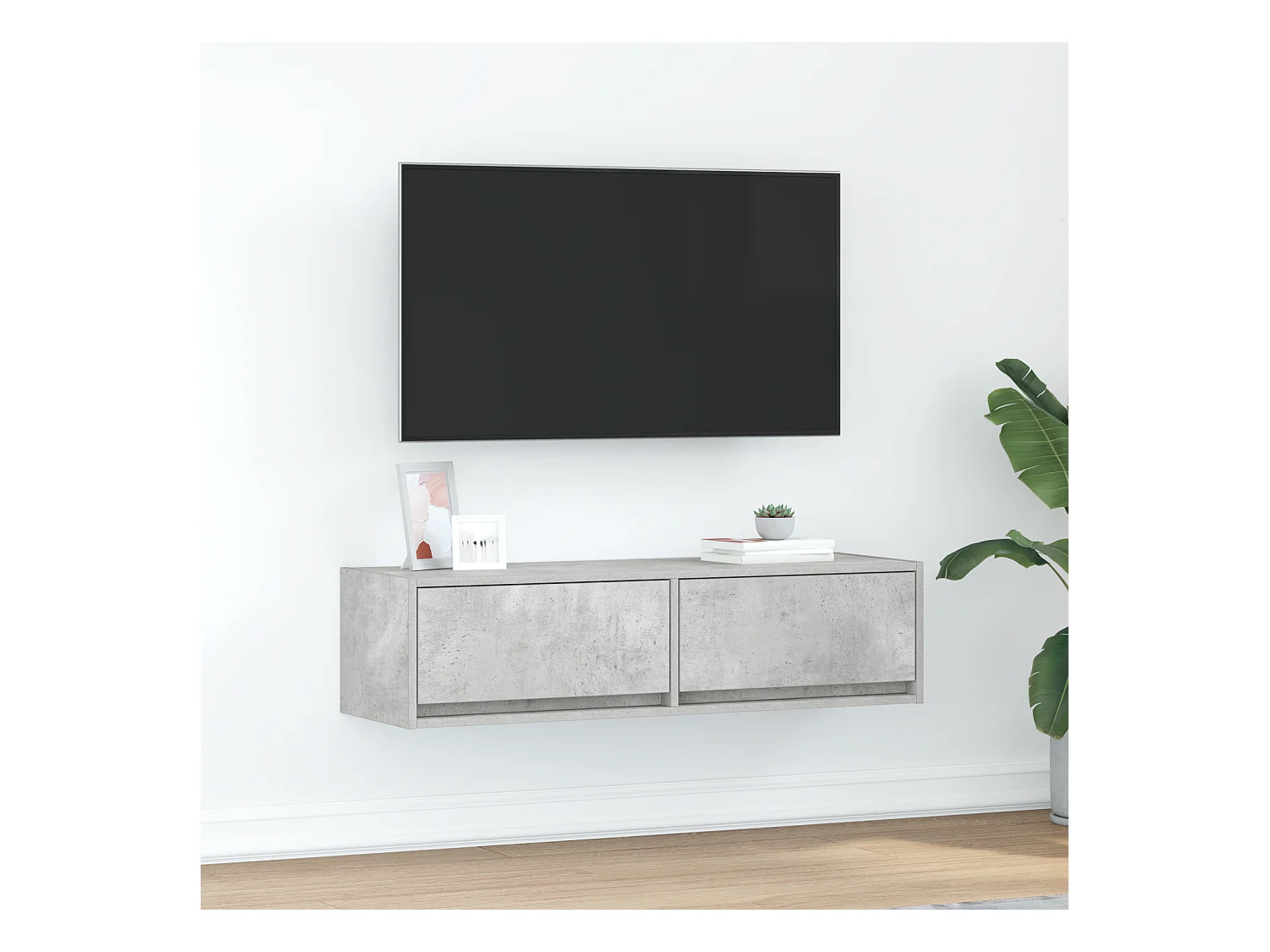 Meuble TV | Banc TV | Armoire TV en béton gris 100x31x25,5 cm en bois d'ingénierie