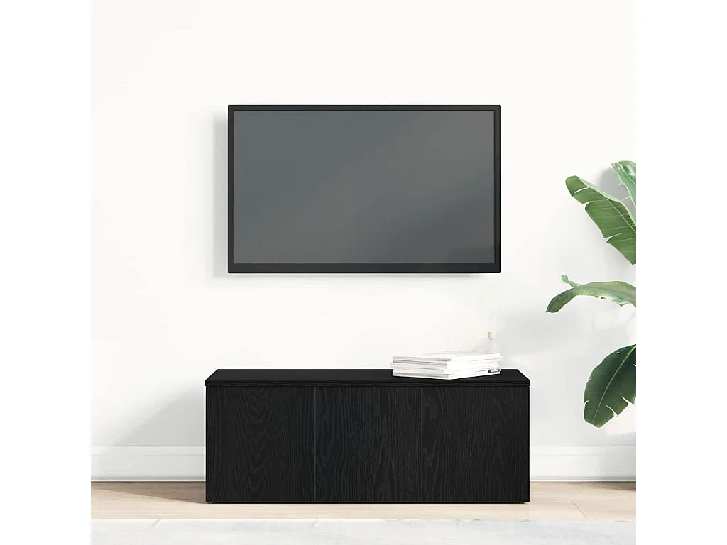 Tv-meubel | Tv-Bank | TV-kastZwart Eiken 80x34x30 cm Gefabriceerd Hout