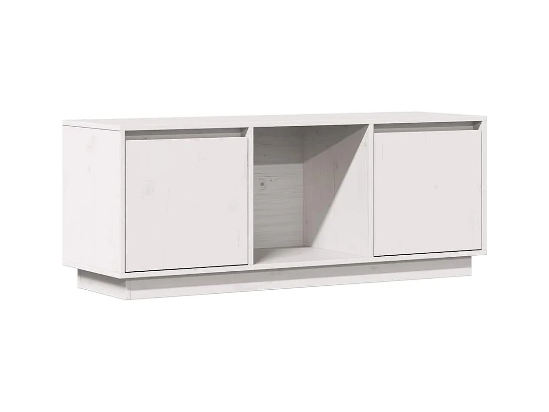 Mueble para TV  | Gabinete de TV |  Mueble de salón de madera maciza de pino blanco 110,5x35x44 cm