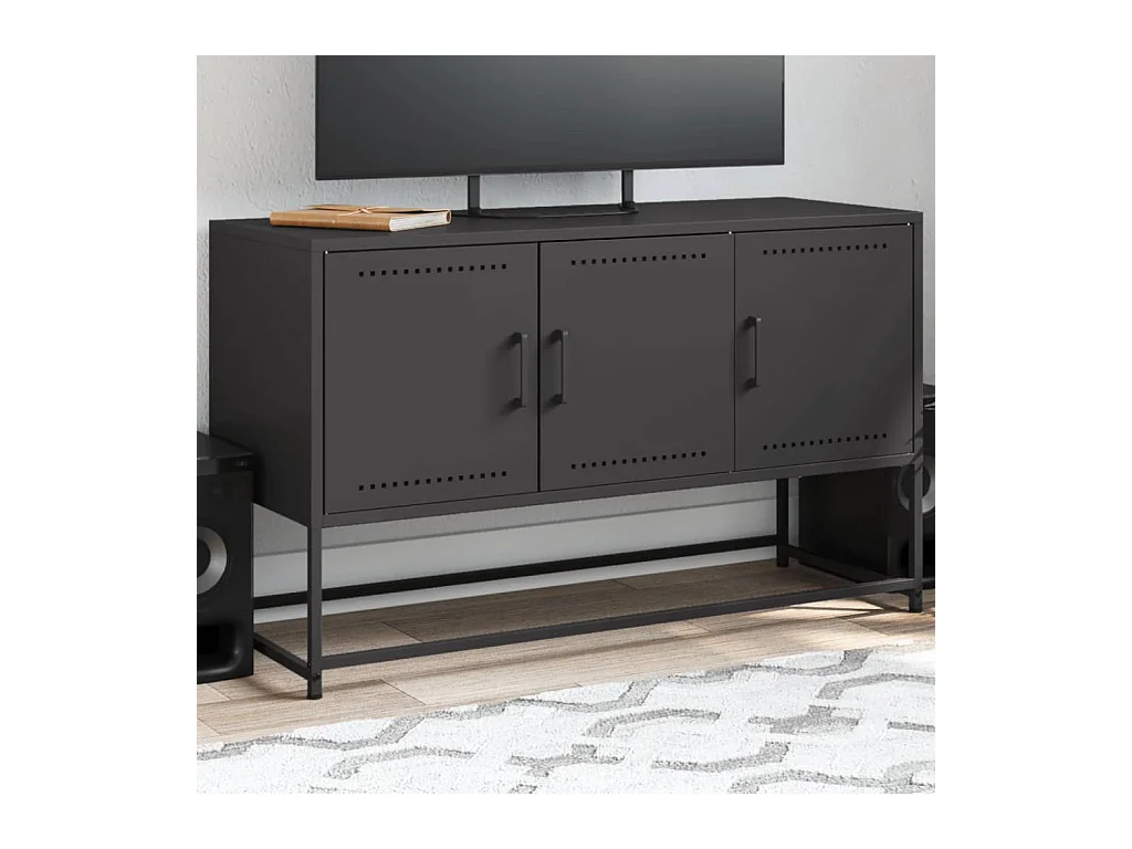 Mueble para TV  | Gabinete de TV |  Mueble de salón de acero negro 100,5x39x60,5 cm
