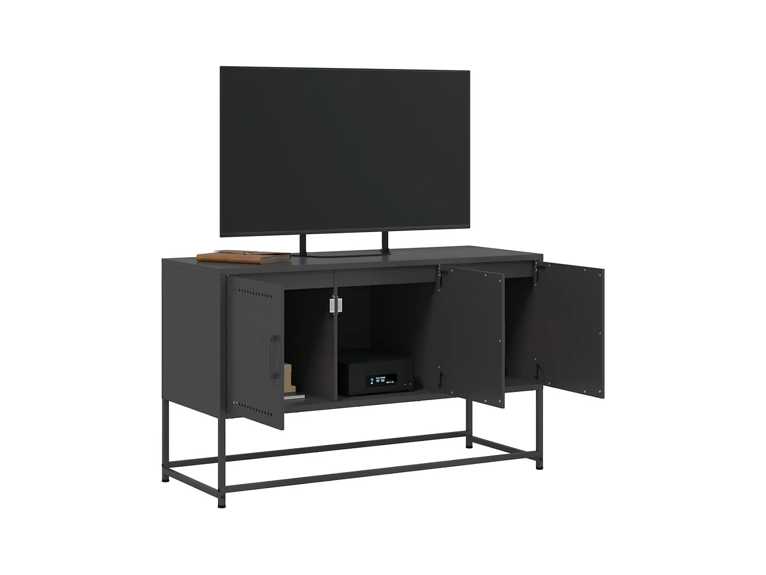 Mueble para TV  | Gabinete de TV |  Mueble de salón de acero negro 100,5x39x60,5 cm