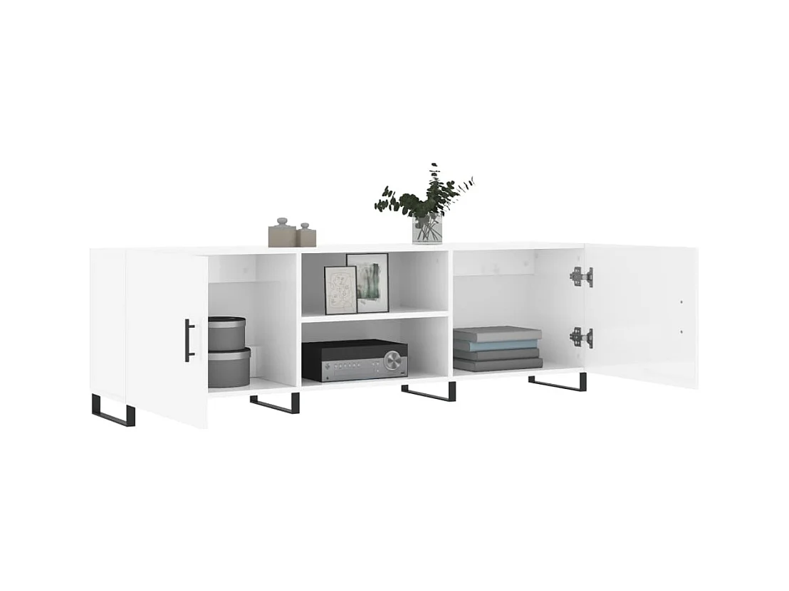 Mueble de TV | Mueble de salón madera de ingeniería blanco brillante 150x30x50 cm