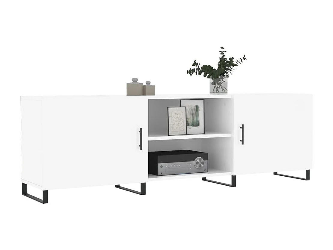 Mueble de TV | Mueble de salón madera de ingeniería blanco brillante 150x30x50 cm